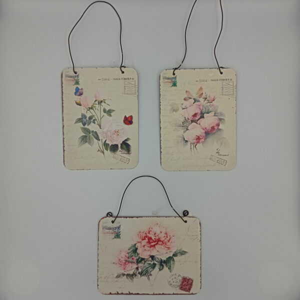63350 - Πινακίδα μεταλλική vintage λουλούδια
