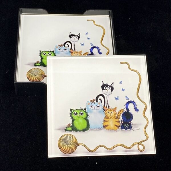 27519 - Σουβέρ Γυαλί Γατάκια