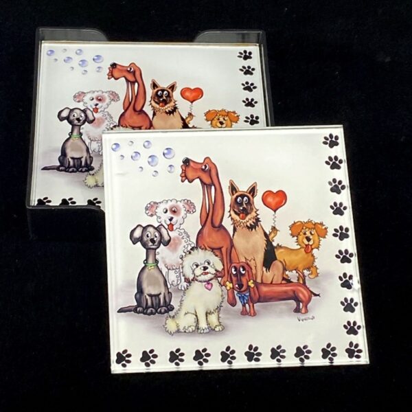 27521 - Σουβέρ Γυαλί Σκυλάκια