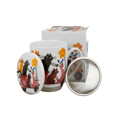96671 - Κούπα 380 ml με Φίλτρο & Καπάκι Cats on a Scooter