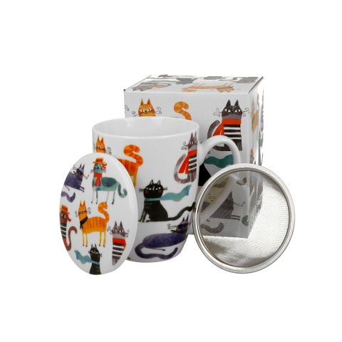 96665 - Κούπα 380 ml με Φίλτρο & Καπάκι Stylish Cats