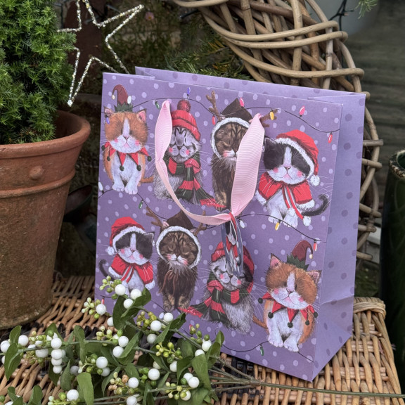 XΜB10 - Τσάντα Δώρου μεσαία Xmas Cats