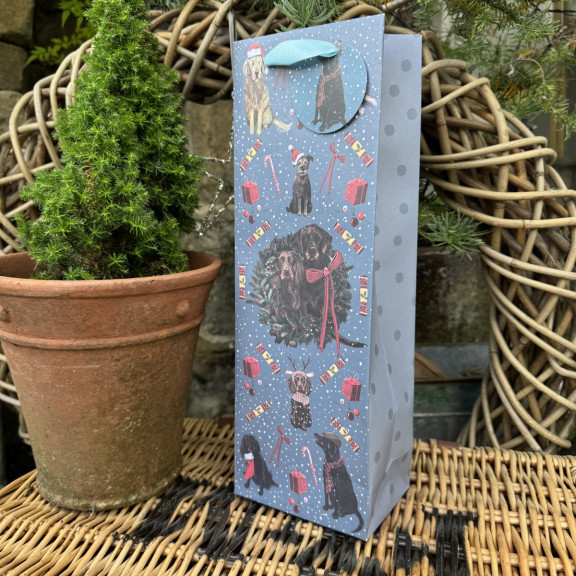 XBOT03 - Τσάντα Δώρου μπουκαλιού Xmas Dogs